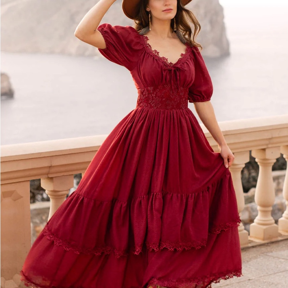 NWT Joyfolie Christina Maxi Dress in Crimson